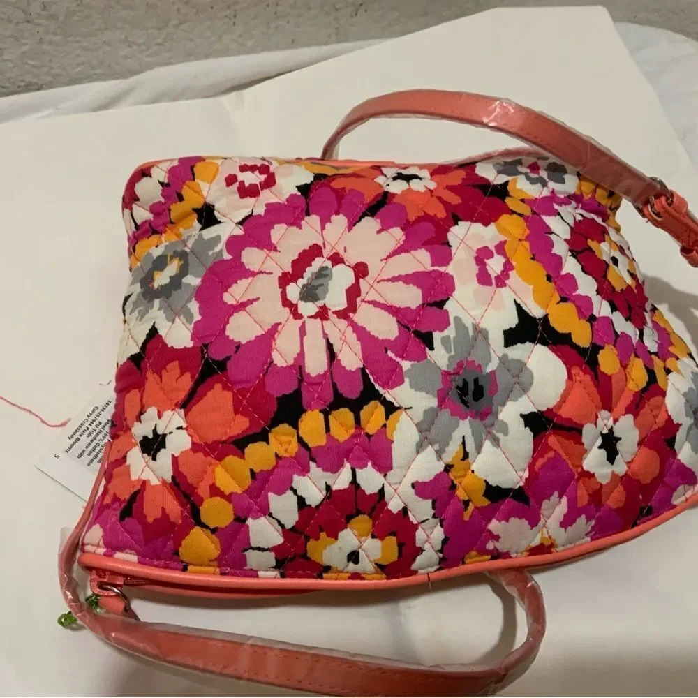 New Vera Bradley Pixie Blooms Shoulder Bag curvy crossbody Discontinued